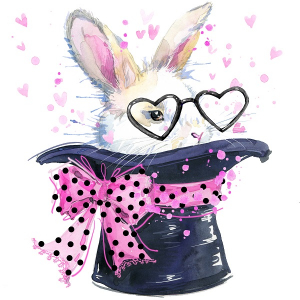 عکس با کیفیت خرگوش سفید با عینک صورتی